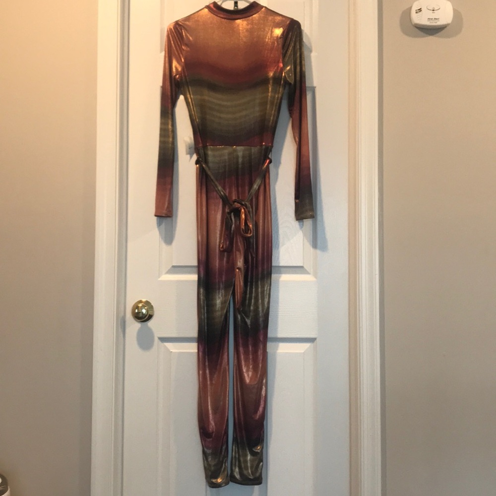 Long sleeve shiny jumpsuit